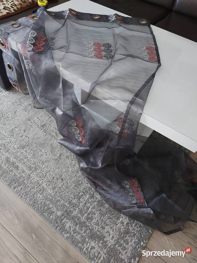 Zasłona z panelem dekoracyjnym szara Olkusz