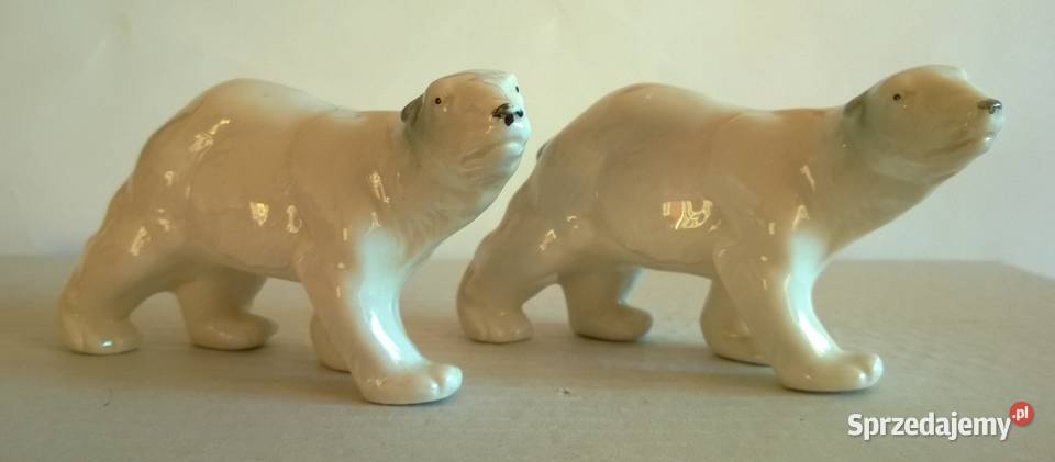 Figurka Porcelanowa Niedźwiedź Polarny Porcelana i szkło Radom