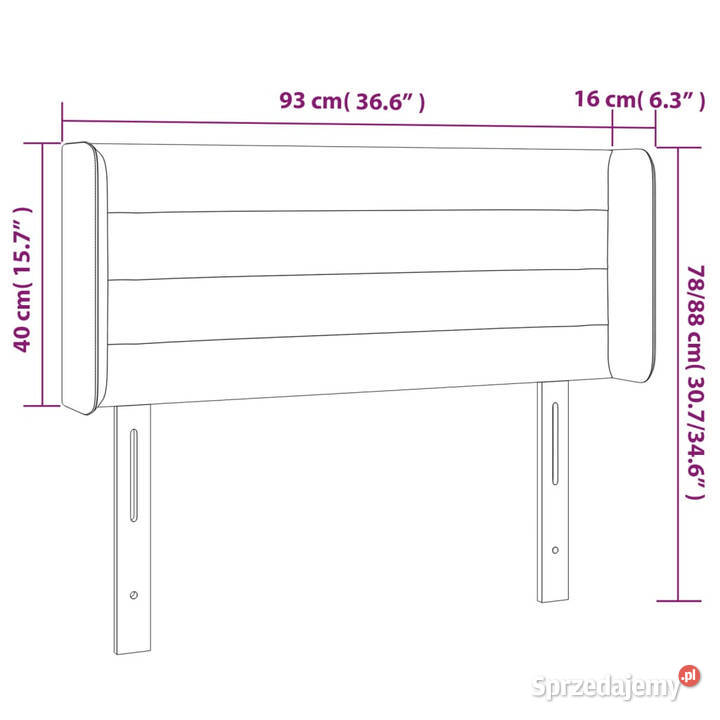 Zagłówek do łóżka z LED taupe 93x16x7888 tkanina mazowieckie Warszawa