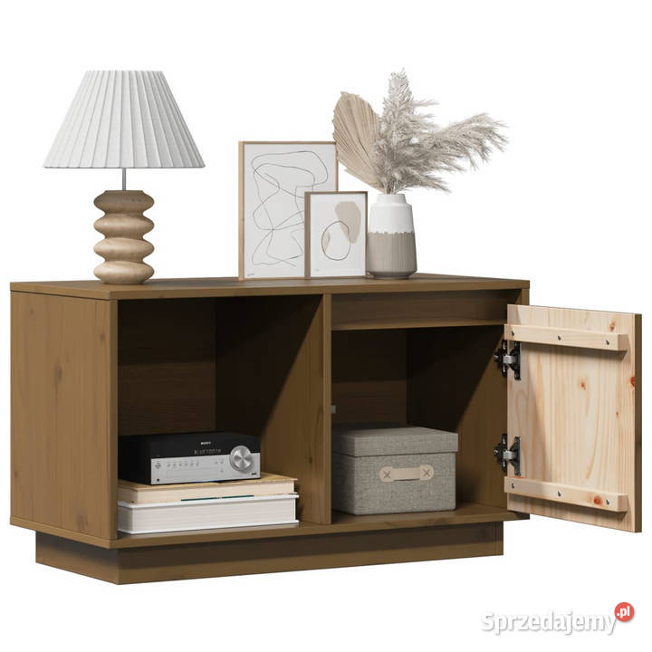 Szafka pod TV miodowy brąz 74x35x44 lite drewno Warszawa