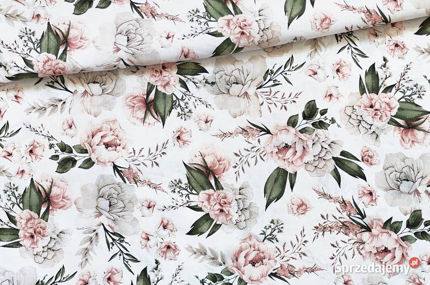 Tkanina pościelowa bawełniana na metry kwiaty lubelskie