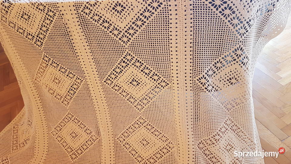 Stara firanka robiona na szydełku Myszków
