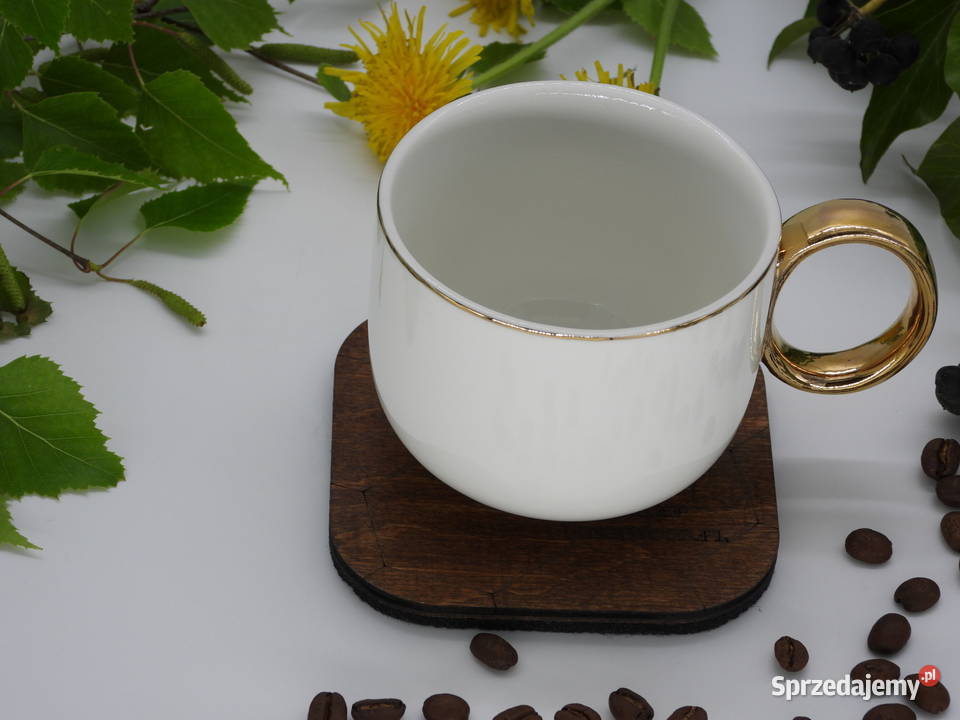 Podkładki drewniane pod kubek komplet 4 na stół Podkładki