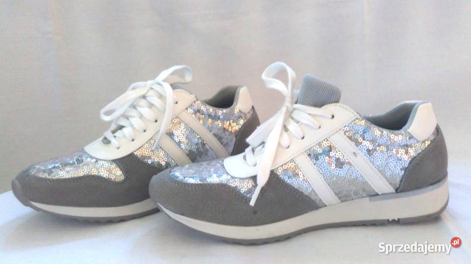 Buty damskie Sportowe srebrne Eleganckie r 37538