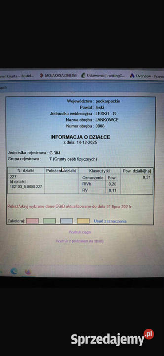 Działki rolne w Bieszczadach Jankowce ze