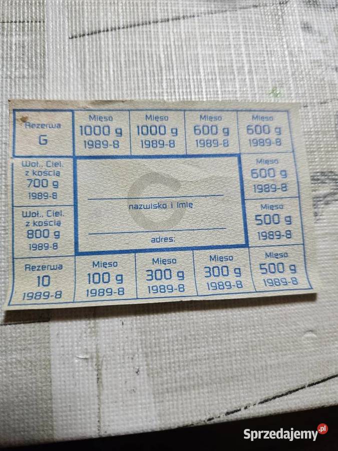 Kartki żywnościowe 1989 r Psary sprzedam