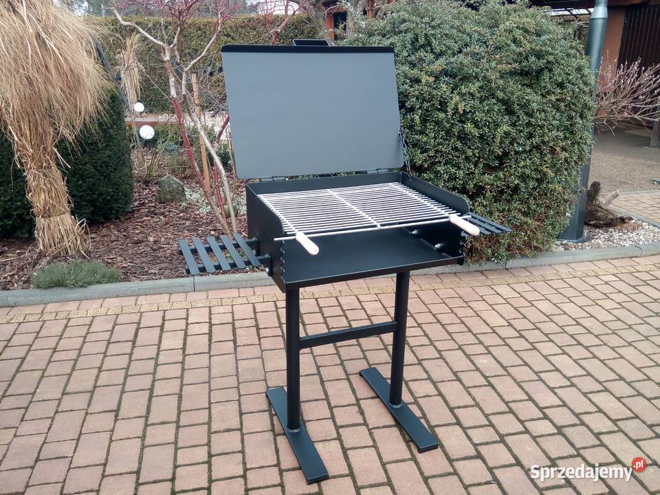 Solidny grill ogrodowy blacha 4 mm z pokrywą Damasławek