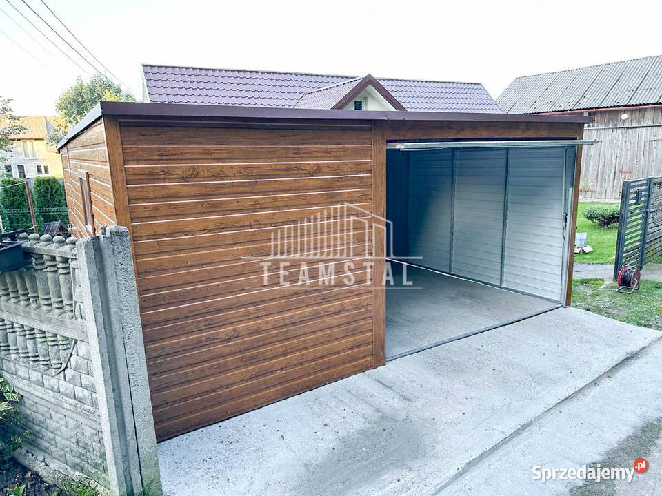GARAŻ BLASZANY 5m x 6m poziom spad tył Brama Zakopane