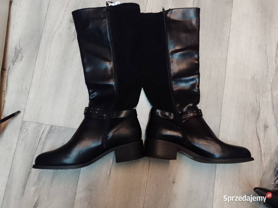 42 Czarne zdobione Kozaki oficerki biznesowe z inna Kraków