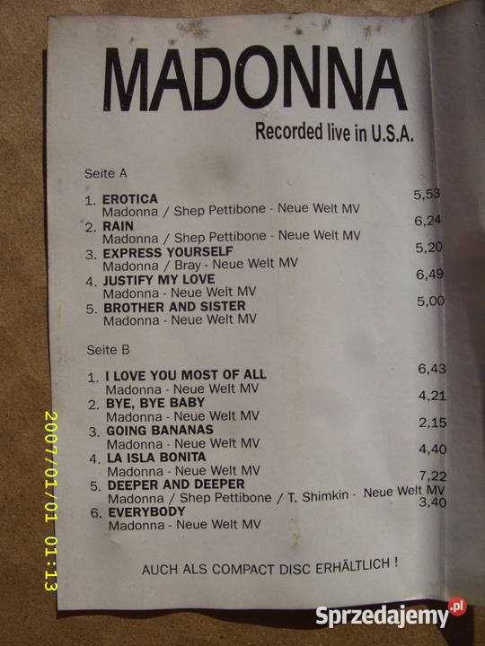 POP MADONNA5 KASET