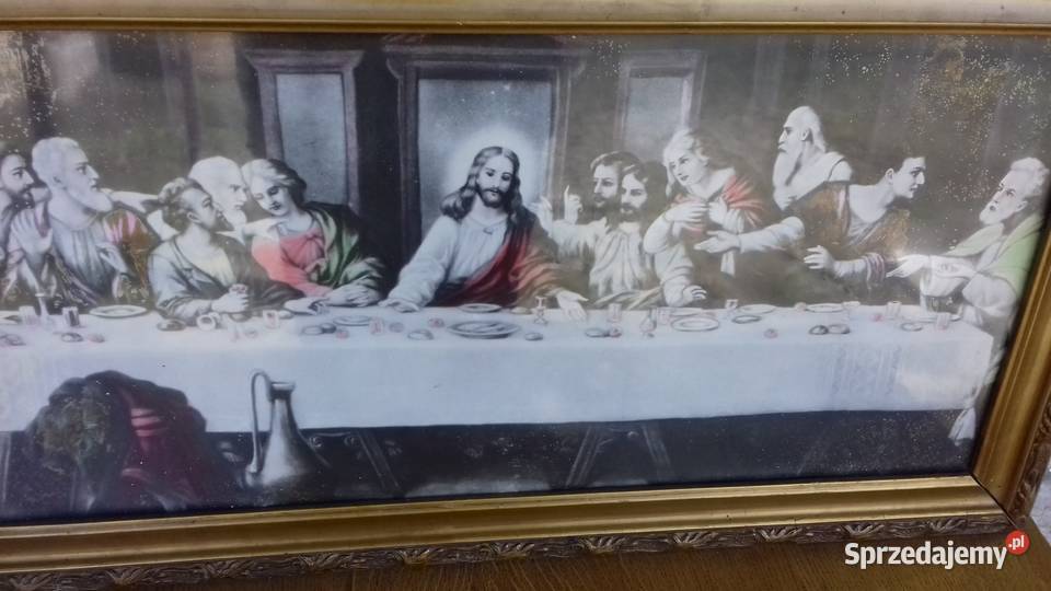 Stary obraz oleodruk Ostatnia wieczerza Nisko