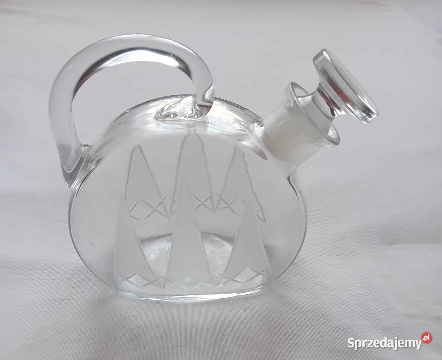 Karafka z uchwytem art deco Bohemia połowa XX w Koźminek