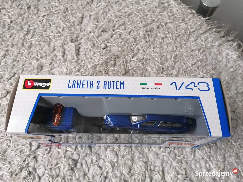 BURAGO METALOWY SAMOCHÓD Z LAWETĄ 143 NIEBIESKI Łódź sprzedam