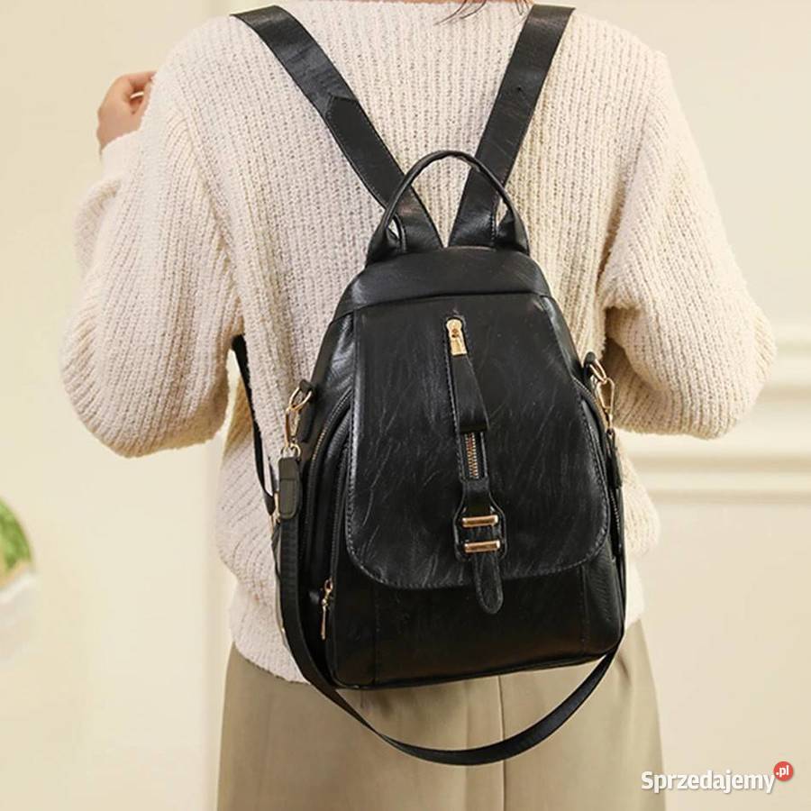 Plecak damski skórzany z klapą Mochila Bolsos Zawiercie sprzedam