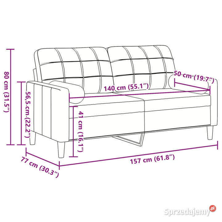 2osobowa sofa z poduszkami niebieska 140 aksamit Warszawa