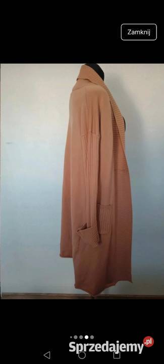 Kardigan brązowy sweter sweterek prążek jesień Swetry i golfy Krosno