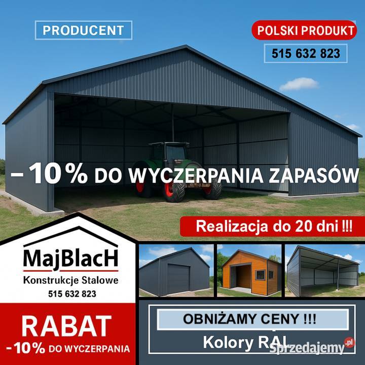 Ładny Garaż Blaszany Grafit Wiata Montaż Niskie 221zł/m2 Zgierz