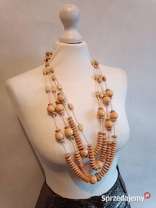 Nowe drewniane okazałe korale naszyjnik podlaskie Białystok