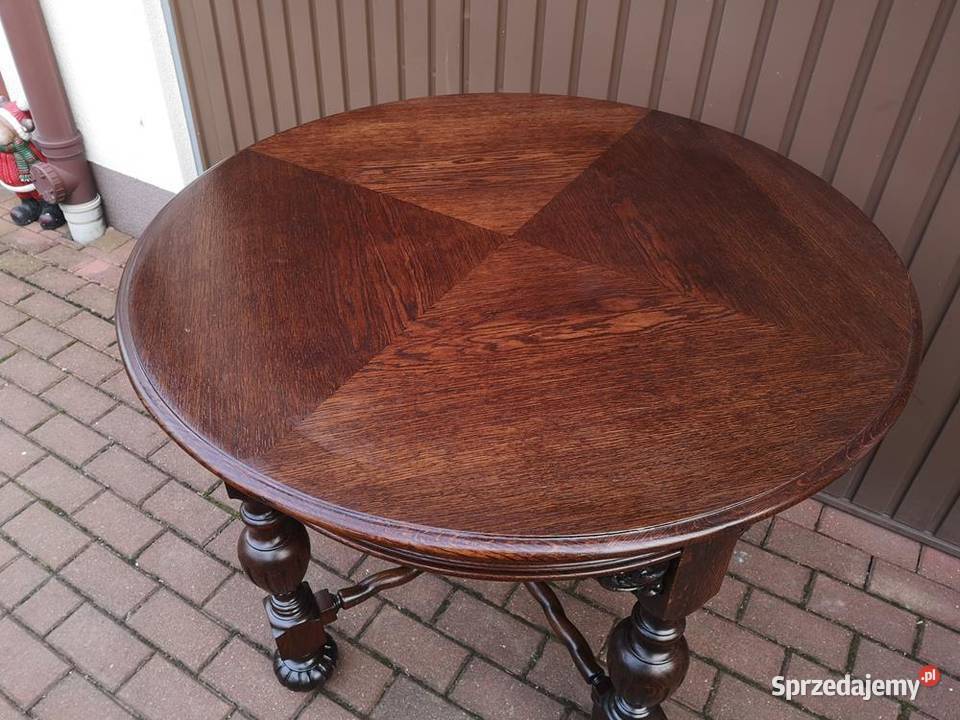 Stół Dębowy Okrągły 99 Unikat Zgrabny Stary Swarzędz