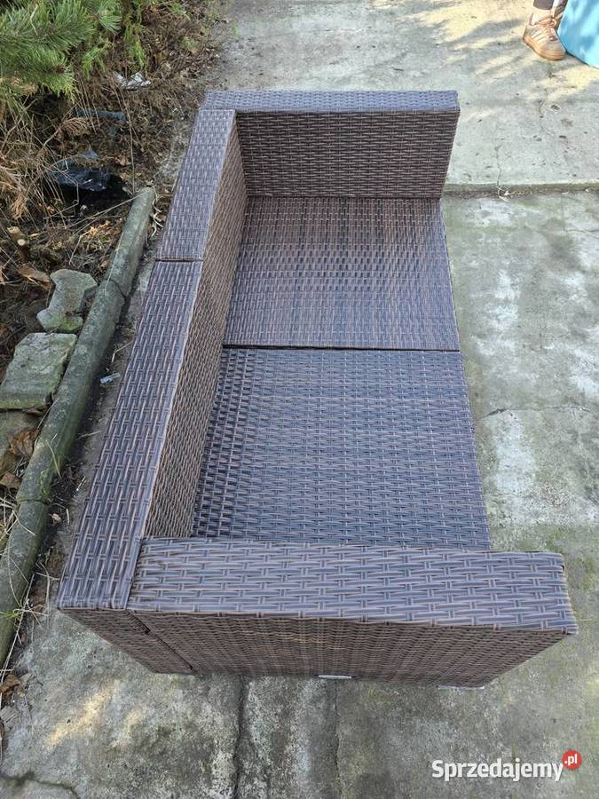 Sofa do ogrodu z poduszkami ecru 2osobowa brąz Wschowa