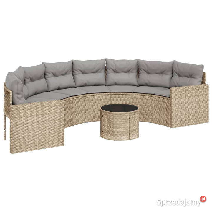 Sofa ogrodowa stolik i poduszki półokrągła Warszawa