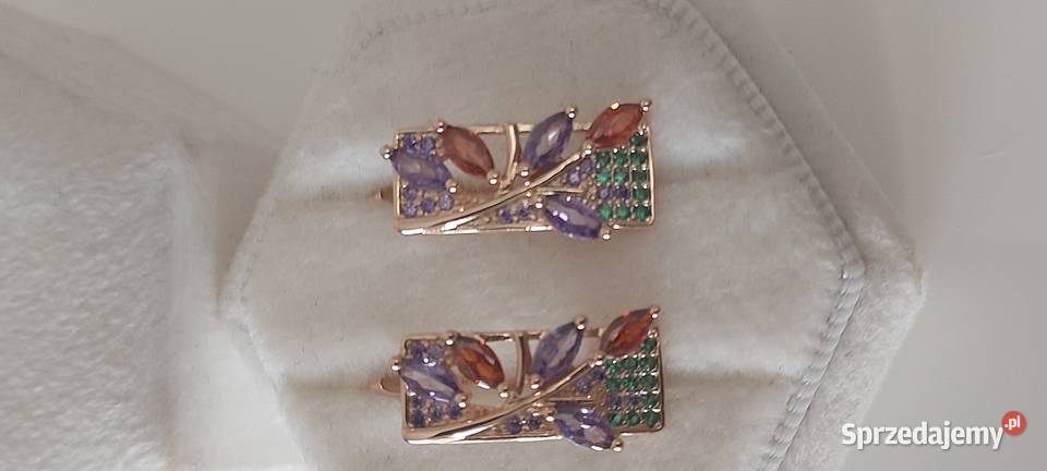 Kolczyki kolorowe Różowe Złoto 585 Gliwice