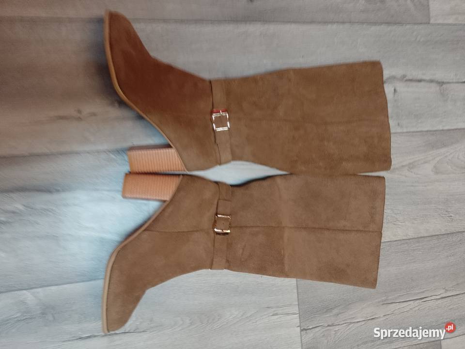 40 Brązowe biznesowe Kozaki wieczorowe na słupku Kraków