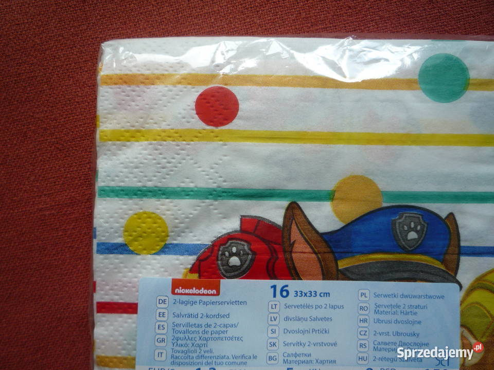 16 Serwetki Papierowe Psi Patrol Szczecin sprzedam