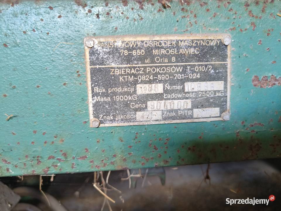 Przyczepa samozbierająca T0102 nieuszkodzony Dębe Wielkie