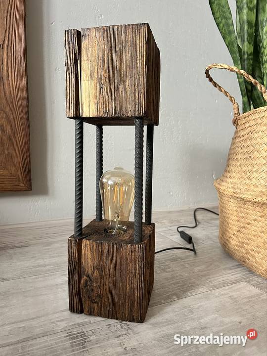 Lampa loft drewniana vintage 42 stojąca Wrocław