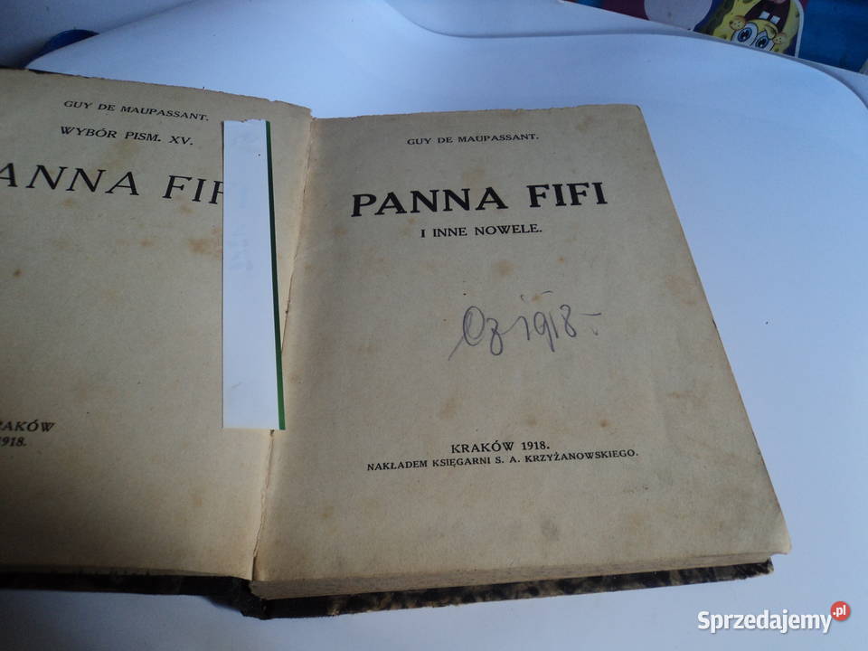 Panna Fifi i inne nowele Maupassant 1918r