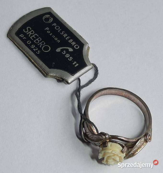Stary Srebrny Pierścionek Róża PRL lata 6070 Gliwice
