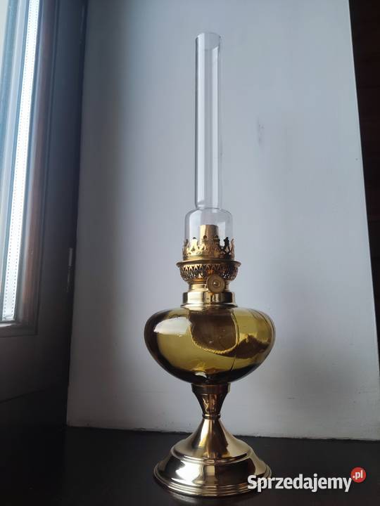 Stara francuska szklana stołowa lampa naftowa sprzedam