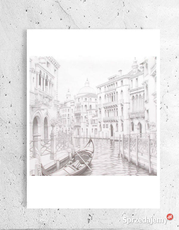 wenecja plakat biało czarny biały Wyposażenie wnętrz Opole