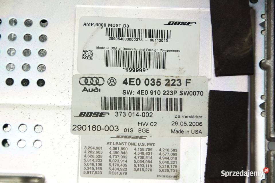 WZMACNIACZ AUDI A8 D3 LIFT 4E0035223F osobowe Lipno