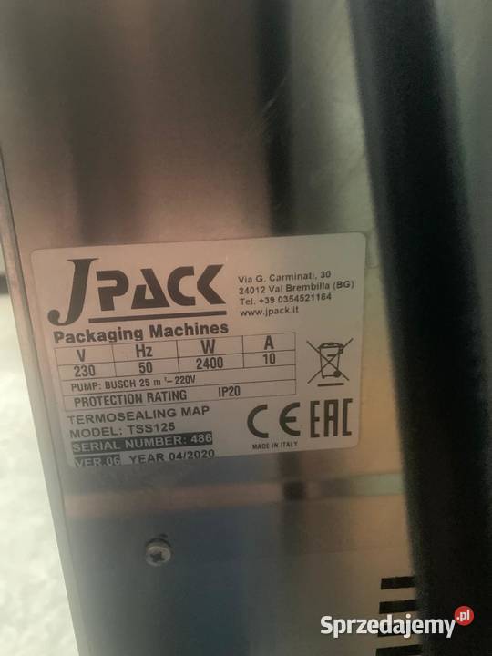 J PACK TSS125 pakowarka do tacek zgrzewarka pomorskie Słupsk sprzedam