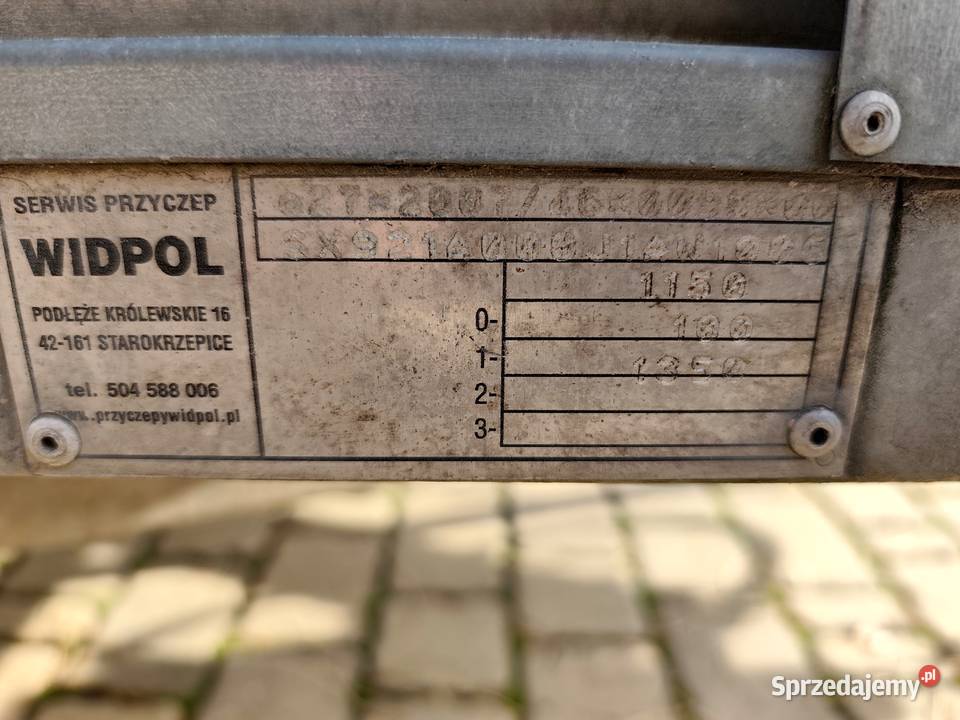 Przyczepa WIDPOL 265 x 127m DMC 1150 KAT B Wodzisław