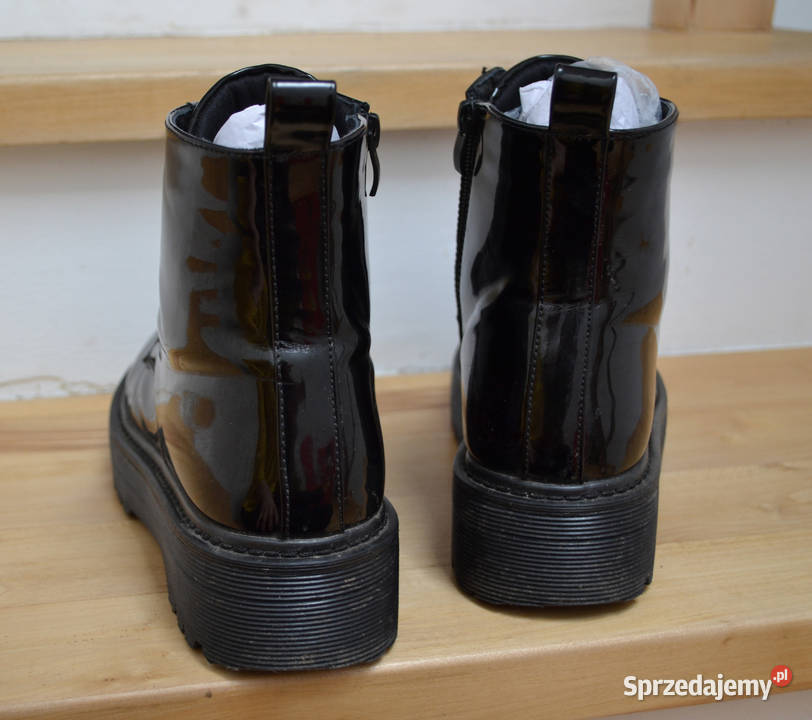 czarne buty na zimę lace up boot botki mazowieckie