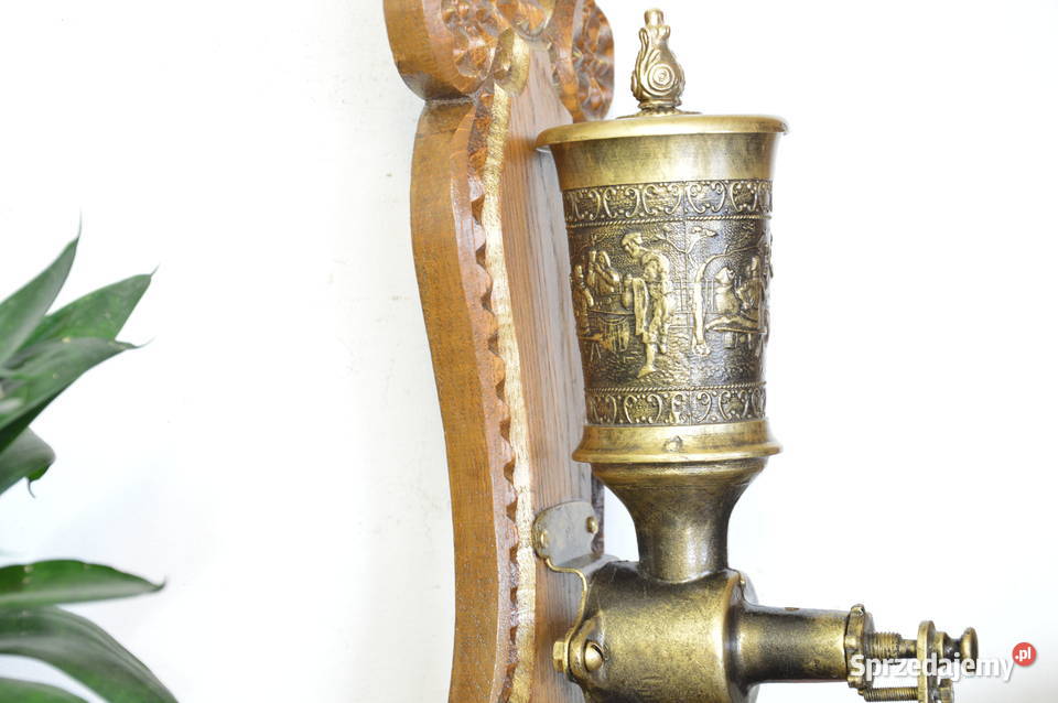 cynowy MŁYNEK wiszący do kawy bstary sygnowany śląskie Jastrzębie-Zdrój