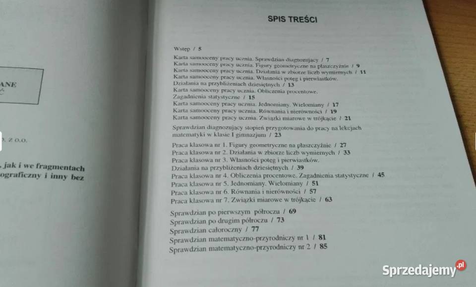 Matematyka krok kroku sprawdziany 1 gimnazjum Gdańsk sprzedam