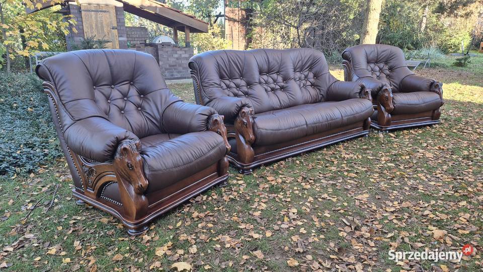 Komplet wypoczynkowy 3 1 1 ława 100 nowa skóra wielkopolskie Śmigiel sprzedam