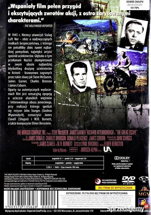 WIELKA UCIECZKA STEVE McQUEEN DVD Kalisz