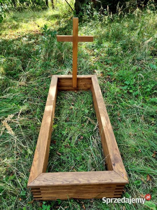 Nagrobek drewniany MASYWNY obudowa grobu obrzeże Kalety