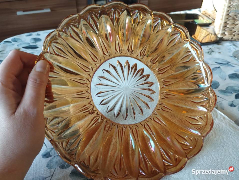 PRL patera carnival glass iryzowana art deco Łódź
