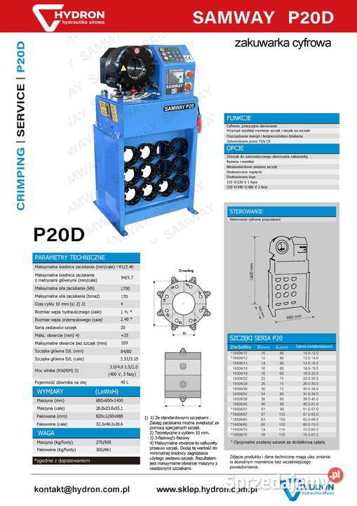Zakuwarka do węży P20D DN32 4SP cyfrowa SAMWAY Produkcja Złotów