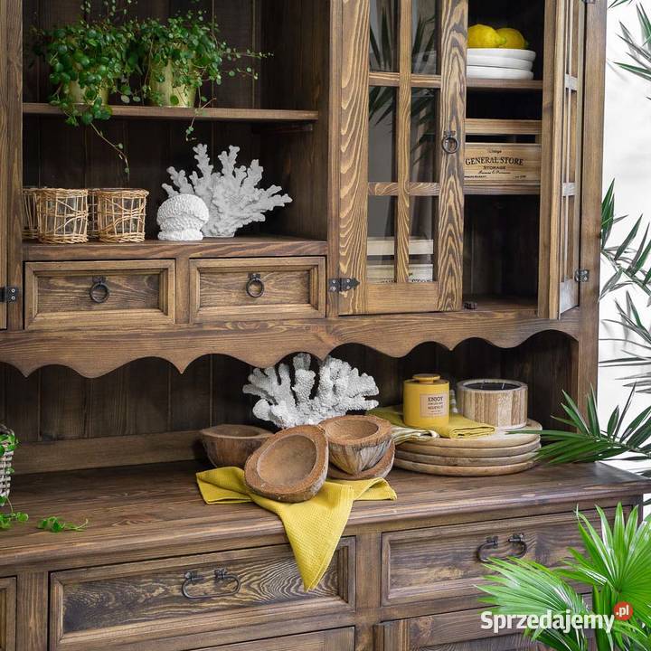 Biały kredens drewniany woskowany VIT102 Maków Podhalański