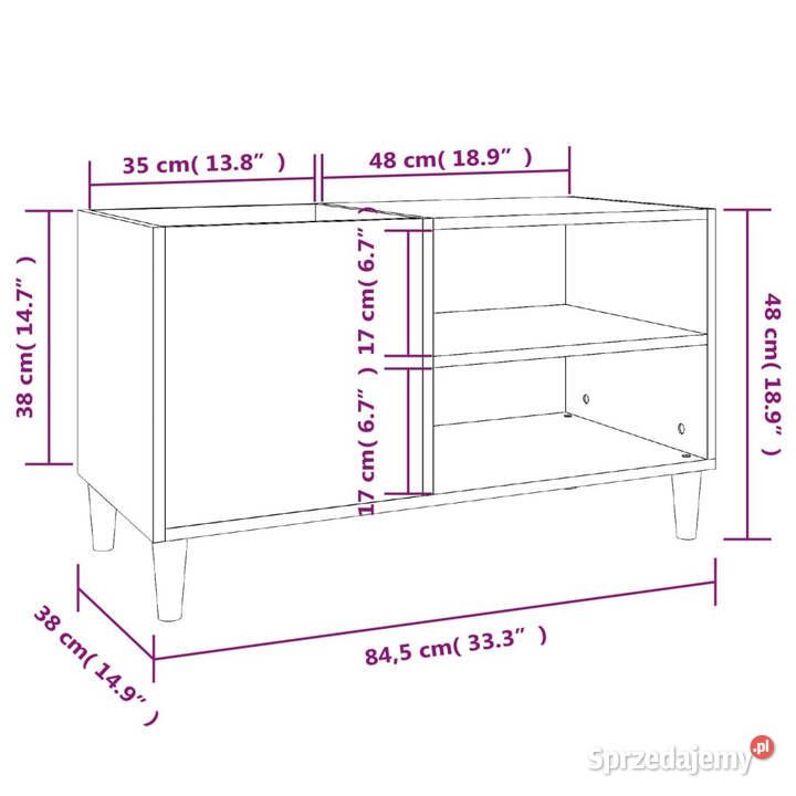 Szafka na płyty przydymiony dąb 845x38x48