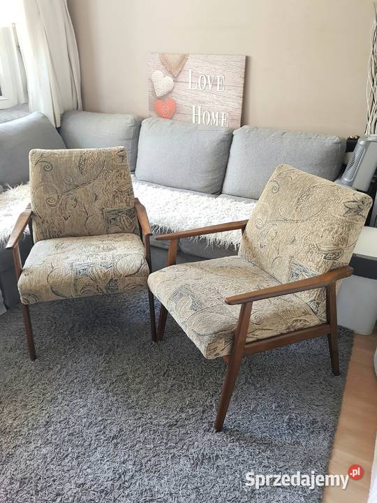 Retro FOTELE ŚNIEŻNIK PRL lisek Hanna Lis stare Warszawa