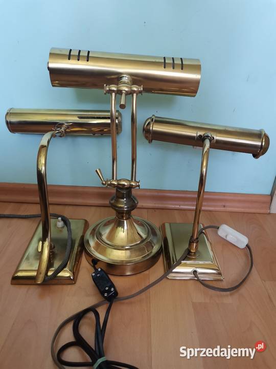 Stara gabinetowa lampa mosiężna z lat 50 tych Kraków