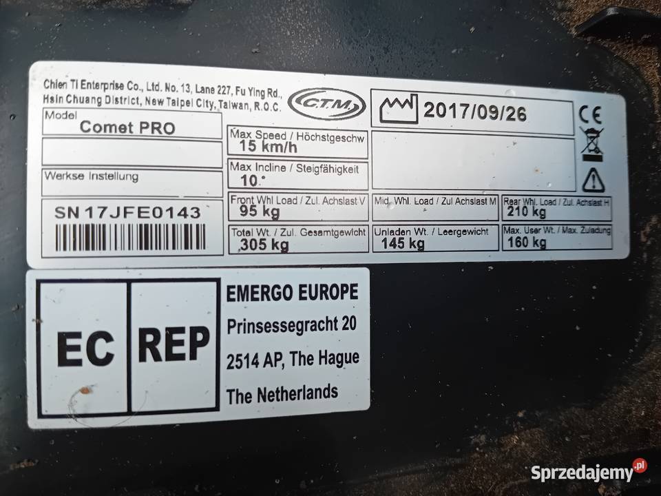 Skuter Elektryczny Inwalidzki InvaCare comet pro Warszawa